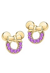 nice silver gold Minnie Mouse purple amethyst gemstone birthstone baby earrings